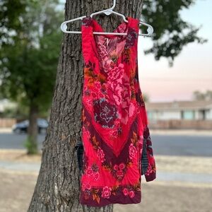 Vibrant Free People Side Tie Asymmetrical Floral Top